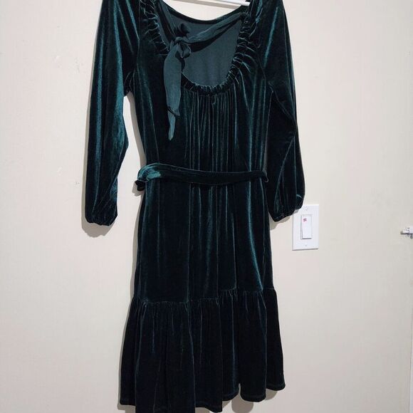 Draper James Dress For Women Size Medium Velvet Green Lined Pockets B7 - Picture 14 of 14